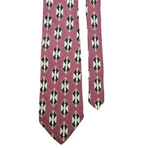Robert‎ Talbott Silk Tie Burgundy Red Geometric LONG Jacquard Handmade USA